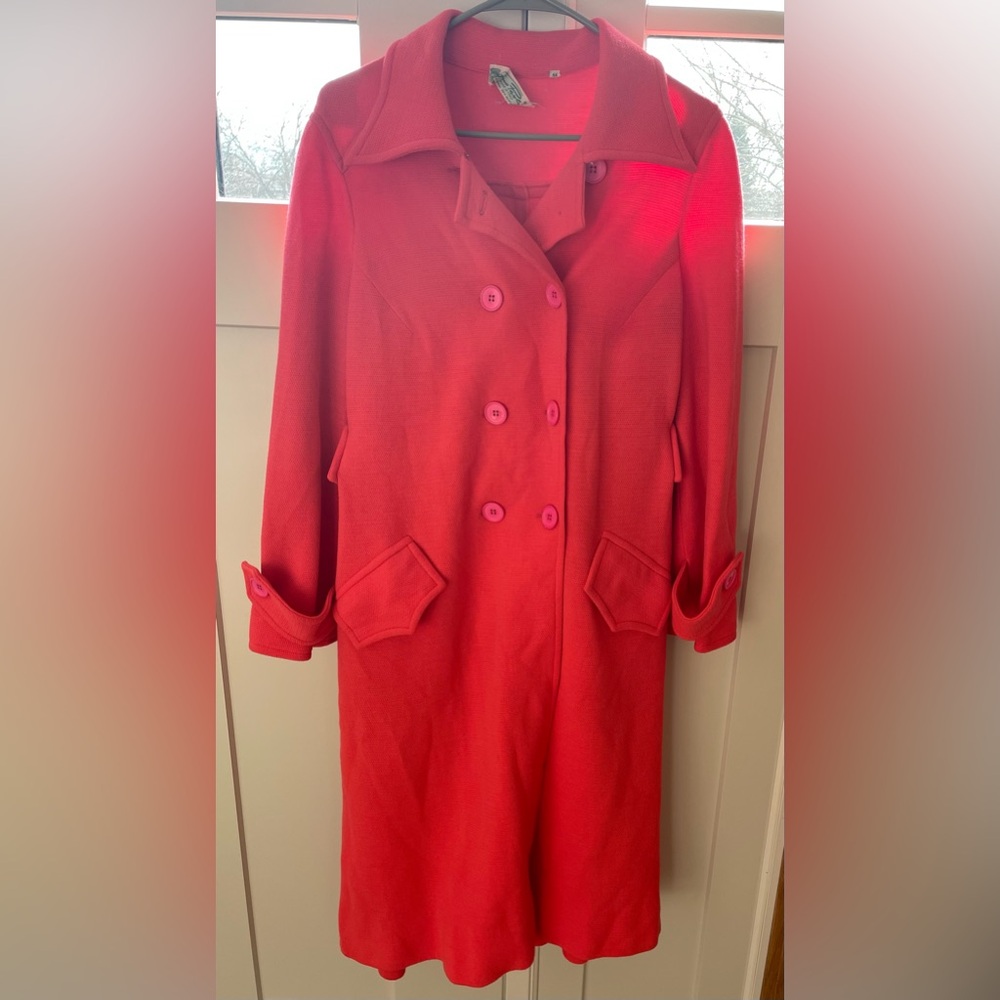 Vintage 1960's Italian Wool Pink Knit Mod Long Coat Gino Paoli 14